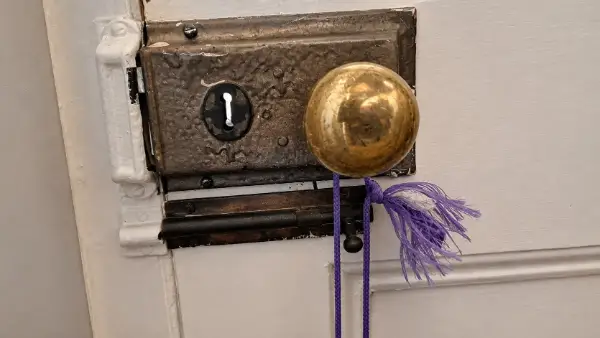 Old door lock in Dulwich, London, repaired and restored to working order by Bluesaki Locksmiths after being unusable for several years.